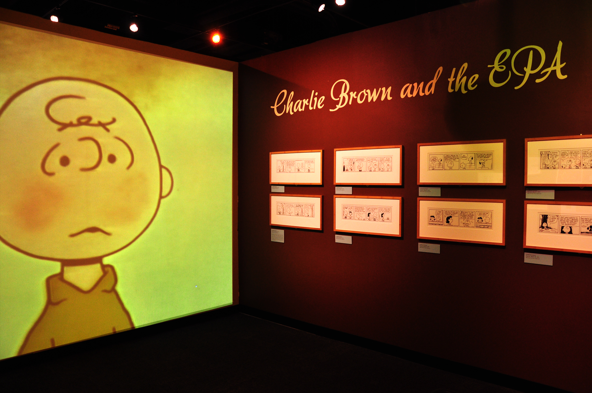 The museum's exhibit features a screening of the animation "Charlie Brown Clears the Air." (Sean Keenehan)