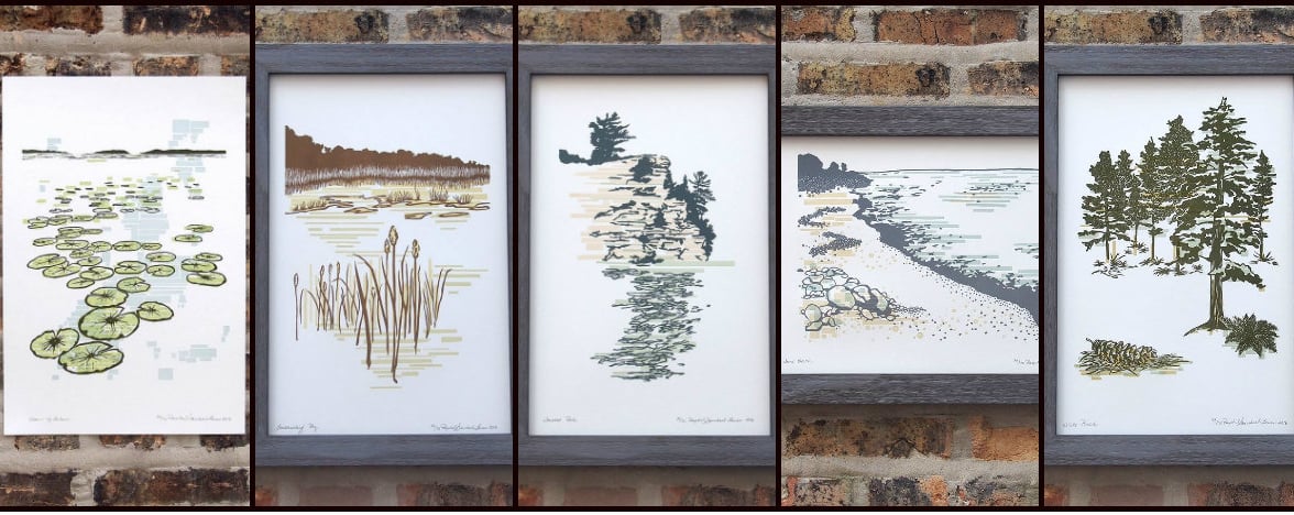 Raschle Steinbach's series of art prints, inspired by Illinois state parks. (Current Location Press / Facebook)