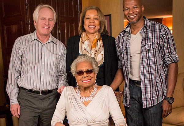 Bob Hercules, far left, Rita Coburn Whack, Keith Walker, right, and Maya Angelou at her house in N.C. last January