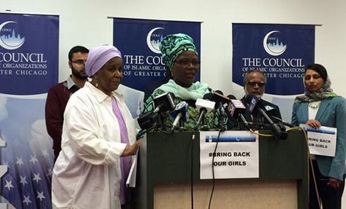 Two local Islamic organizations speak at a press conference in Chicago.