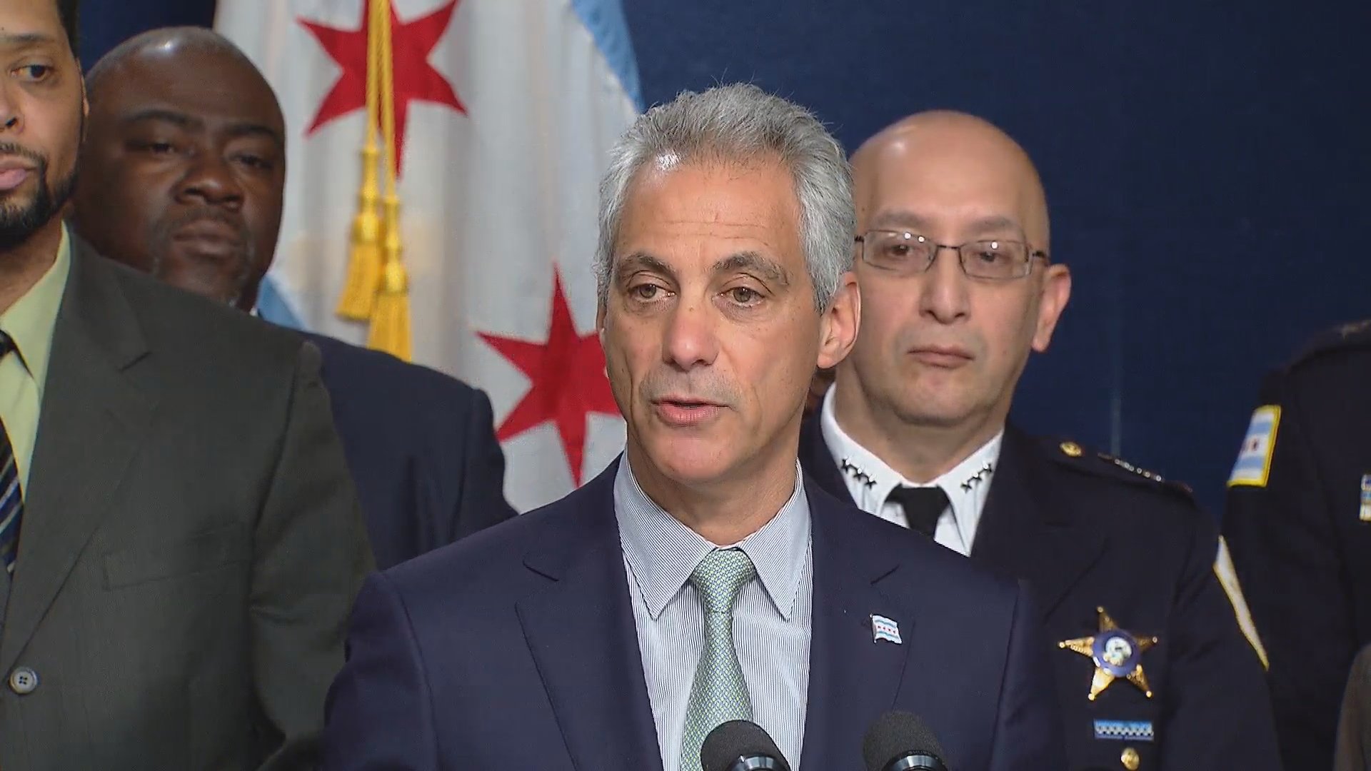 Mayor Rahm Emanuel and interim police Superintendent John Escalante, right, announce police reforms.