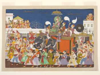 Procession of Ram Singh II of Kota, Opaque watercolor on paper; Credit: Procession of Ram Singh II of Kota, c. 1850 © Victoria and Albert Museum, London; click image to view photo gallery
