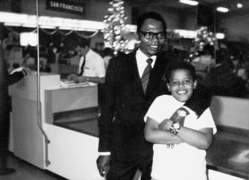 The only photograph of the two Barack Obamas, father and son, taken at airport in Hawaii when Obama Jr. was 10-years-old; image credit: Obama for America