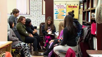 Students meet after school at Schurz High School, located in the Irving Park Neighborhood of Chicago.