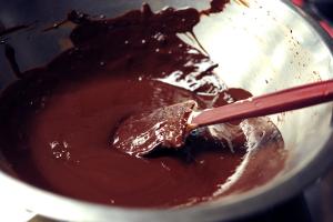 Melted chocolate at Mindy's Hot Chocolate; click image to view photo gallery