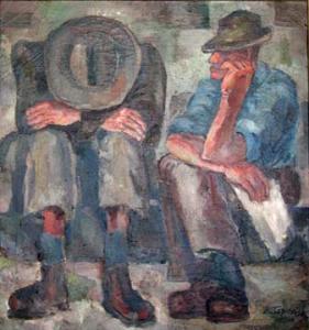 Morris Topchevsky, Unemployed, 1934, Oil on canvas, 30 x 28 in., Private Collection.