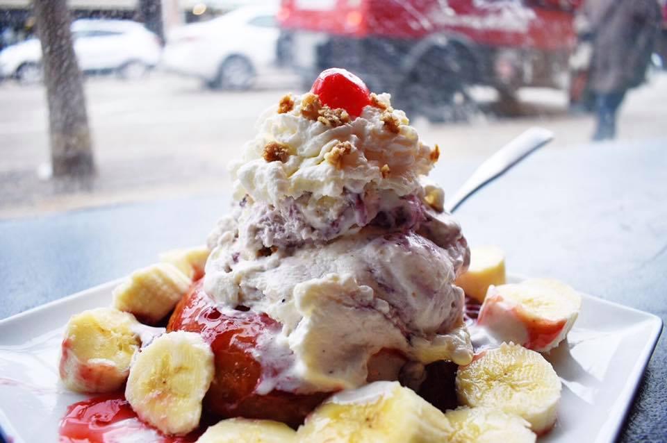 The “Doughnut Forget About Me” sundae is one of the featured items at George’s Ice Cream & Sweets for their National Ice Cream for Breakfast Day’s special menu. (Courtesy of George’s Ice Cream & Sweets)
