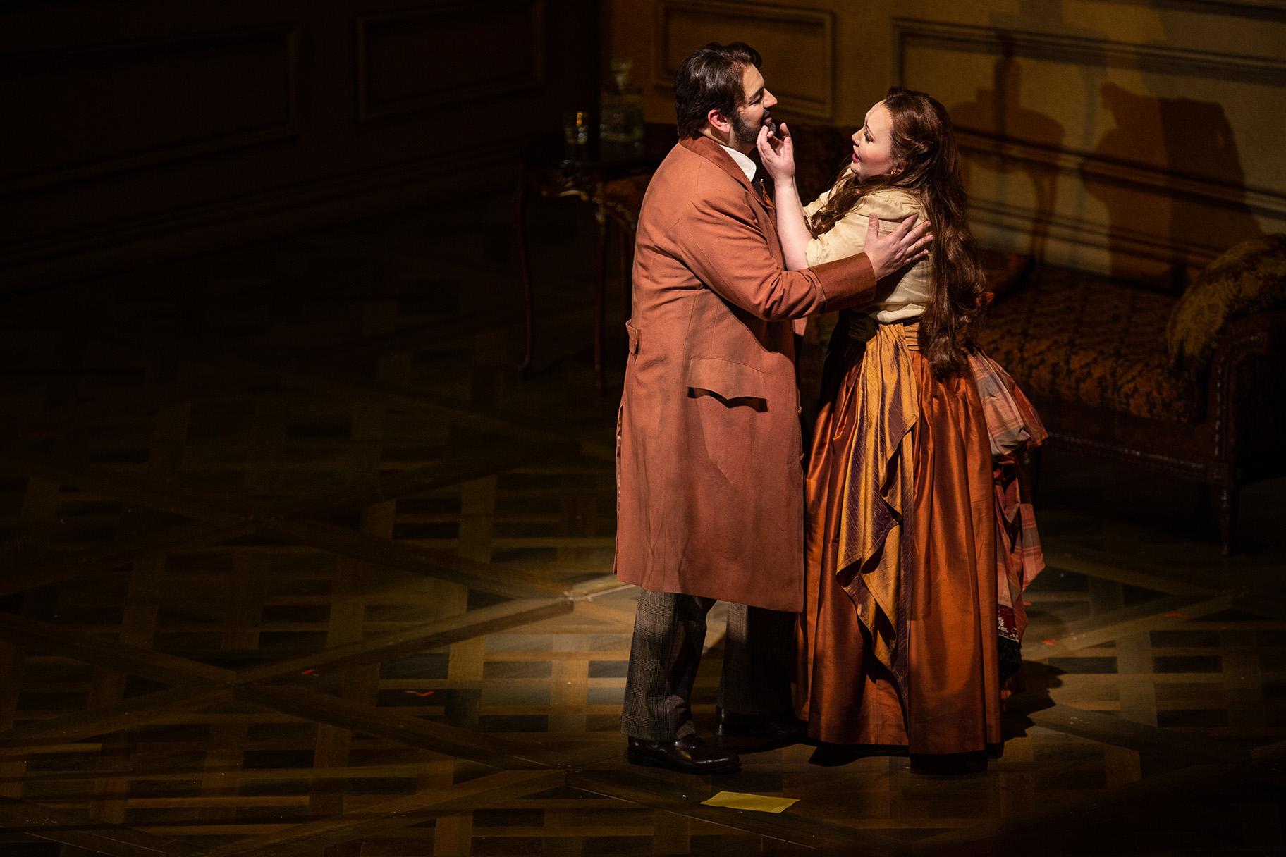 Giorgio Berrugi and Albina Shagimuratova in “La Traviata” at Lyric Opera of Chicago. (Credit: Lyric Opera of Chicago)