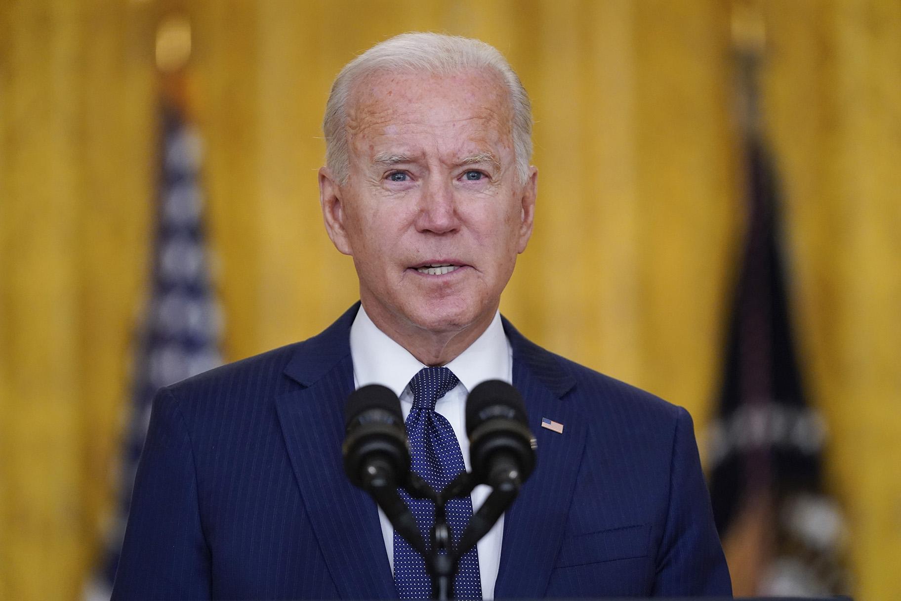 President Joe Biden speaks about the bombings at the Kabul airport that killed at least 12 U.S. service members, from the East Room of the White House, Thursday, Aug. 26, 2021, in Washington. (AP Photo / Evan Vucci)