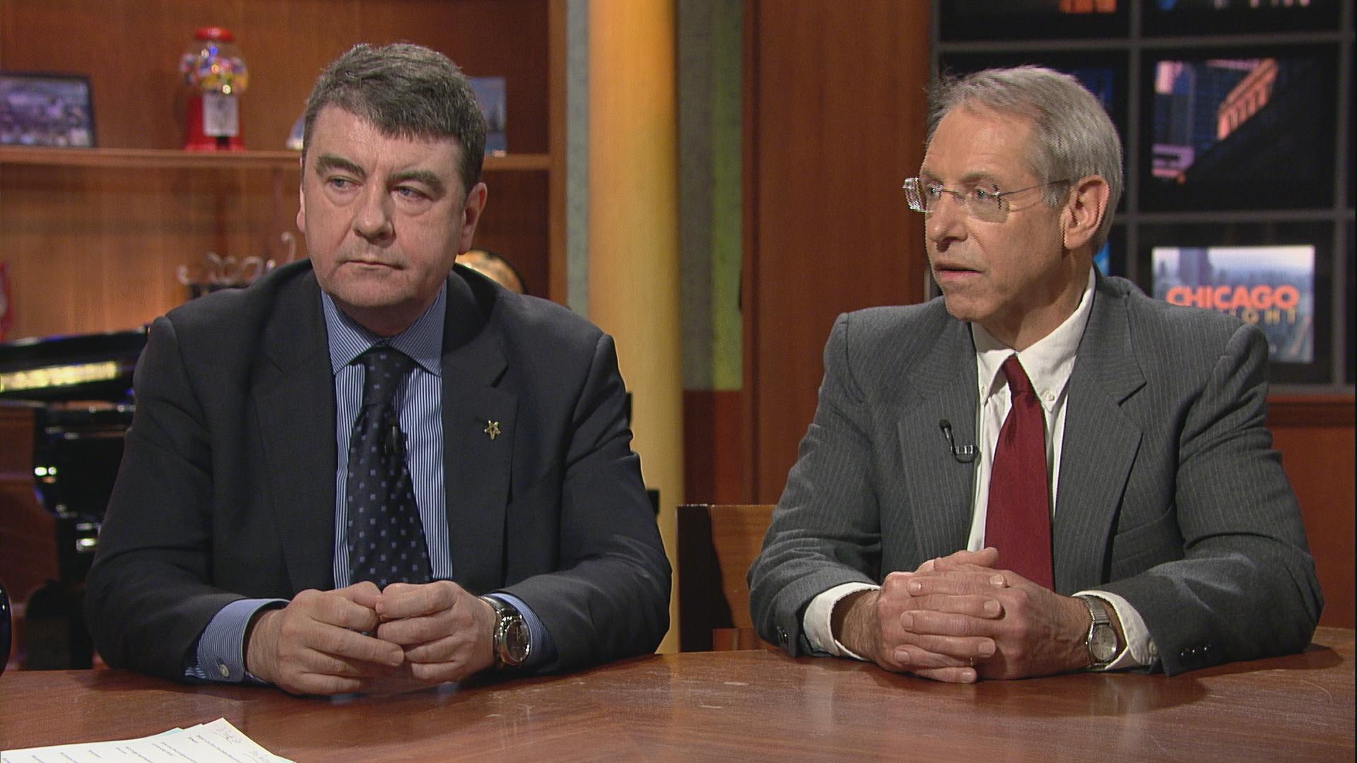 Dr. Francis Giles, left, and Steven Davidsen on "Chicago Tonight."