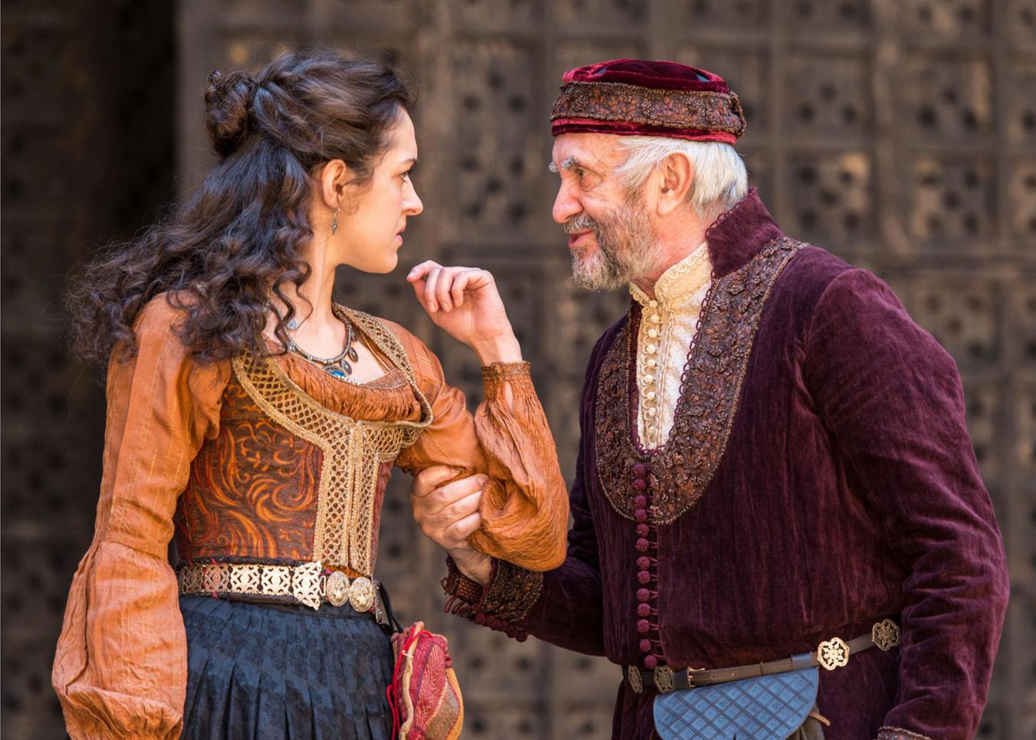Phoebe Pryce and Jonathan Pryce in the Shakespeare’s Globe production of “The Merchant of Venice,” directed by Jonathan Munby, presented at Chicago Shakespeare Theater. (Marc Brenner / Chicago Shakespeare Theater)
