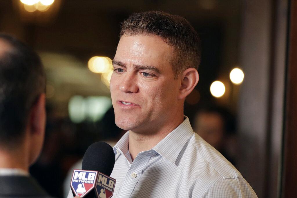 In this Nov. 13, 2019, file photo, Chicago Cubs president of baseball operations Theo Epstein speaks at a media availability during the Major League Baseball general managers annual meetings in Scottsdale, Ariz. (AP Photo / Matt York, File)