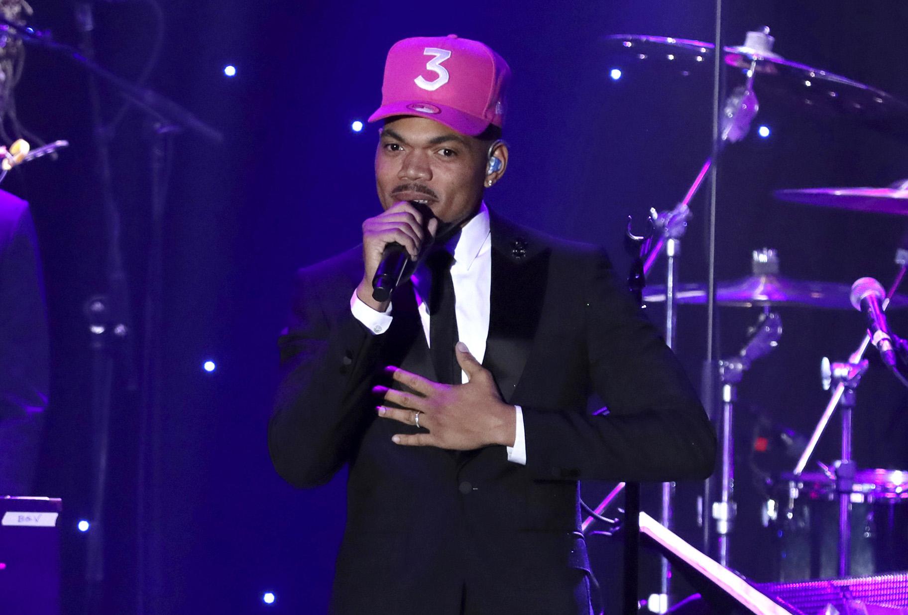 Chance the Rapper performs on stage at the Pre-Grammy Gala And Salute To Industry Icons on Jan. 25, 2020, in Beverly Hills, Calif. (Photo by Willy Sanjuan / Invision / AP, File)