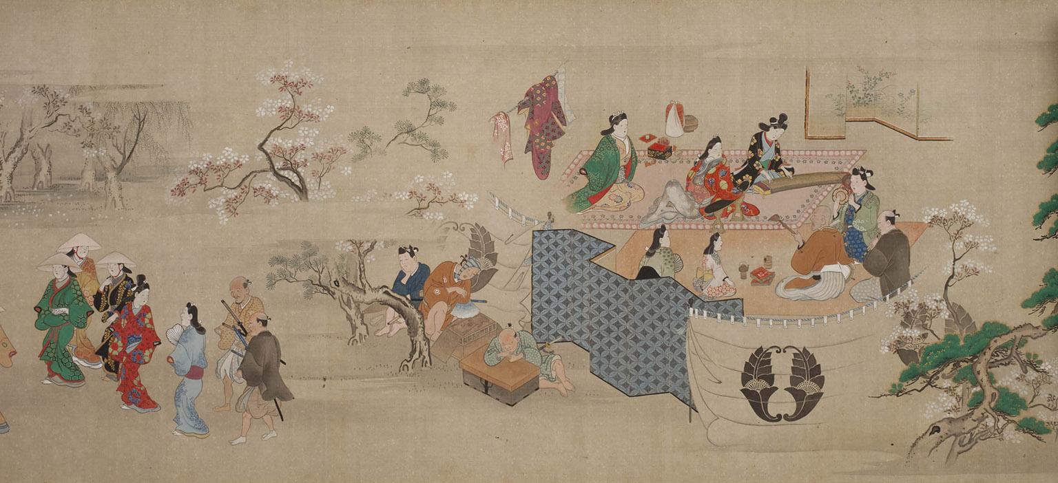 (Hishikawa Moronobu. Detail of Genre Scenes of Edo,1688/1704. Weston Collection.)