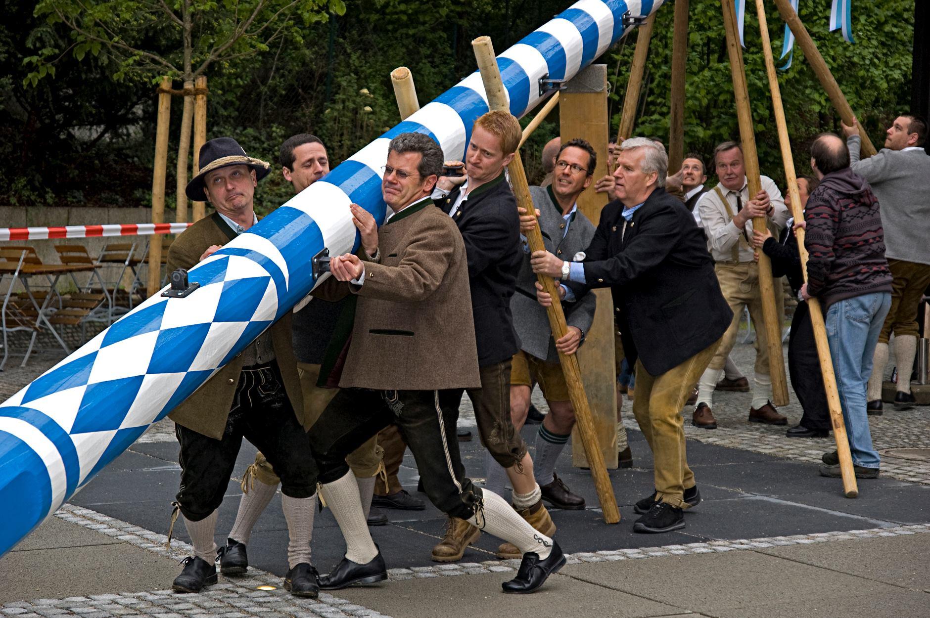 A Maibaum, or maypole, is part of the traditional German festival marking the start of spring. (Courtesy of Hofbräuhaus Chicago)