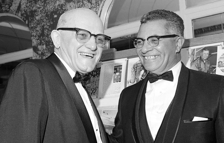 George Halas, left, and Vince Lombardi in 1968