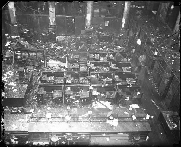 The interior of the building after the crash