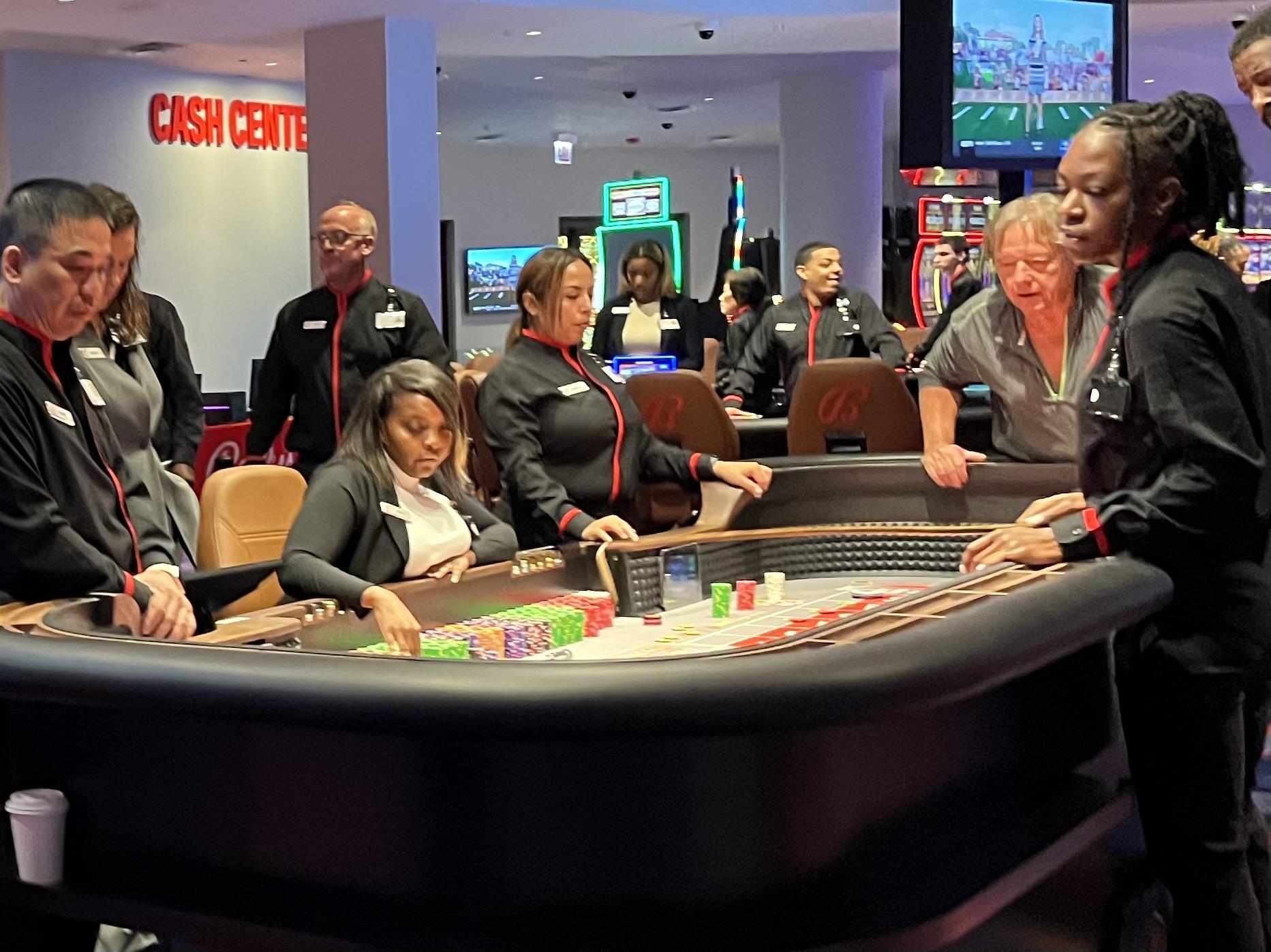 Gamblers were lined up at 8 a.m. Saturday to be among the first to play at Bally’s Chicago. (WTTW News)