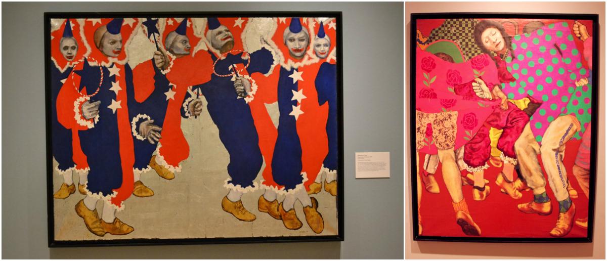 Left: Mummers Cycle Uncle Sam’s Clowns, 1969. Right: Mummers Cycle De Niro Comic Club, 1970. (Courtesy Estate of William Utermohlen and private lenders)
