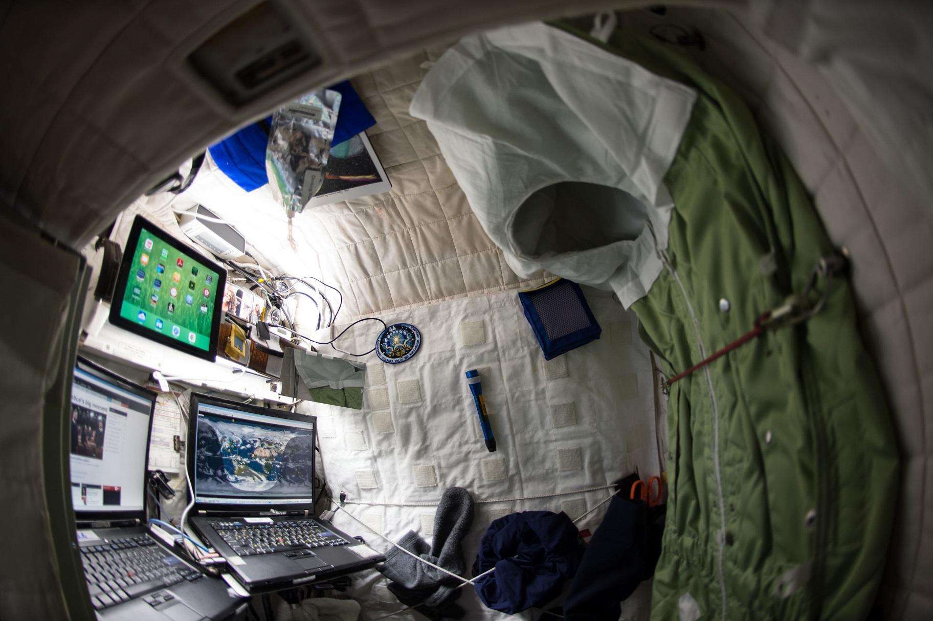 Astronaut Scott Kelly’s personal living quarters on the International Space Station (Courtesy NASA)