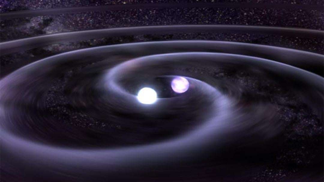 A NASA animation shows the pending collision of two neutron stars. (NASA)