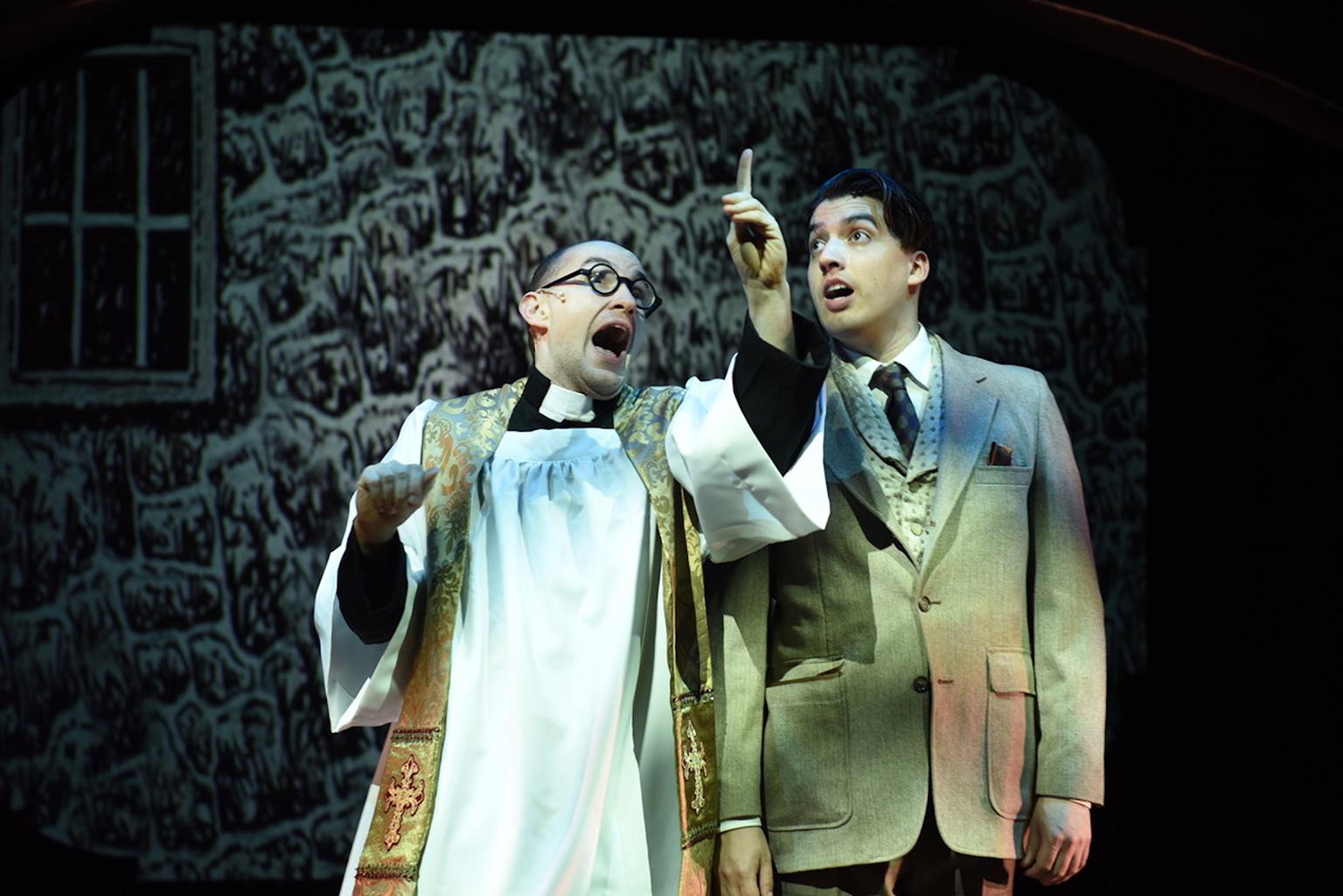 Matt Crowle and Andrés Enriquez in “A Gentleman’s Guide to Love & Murder.” (Photo by Michael Courier)