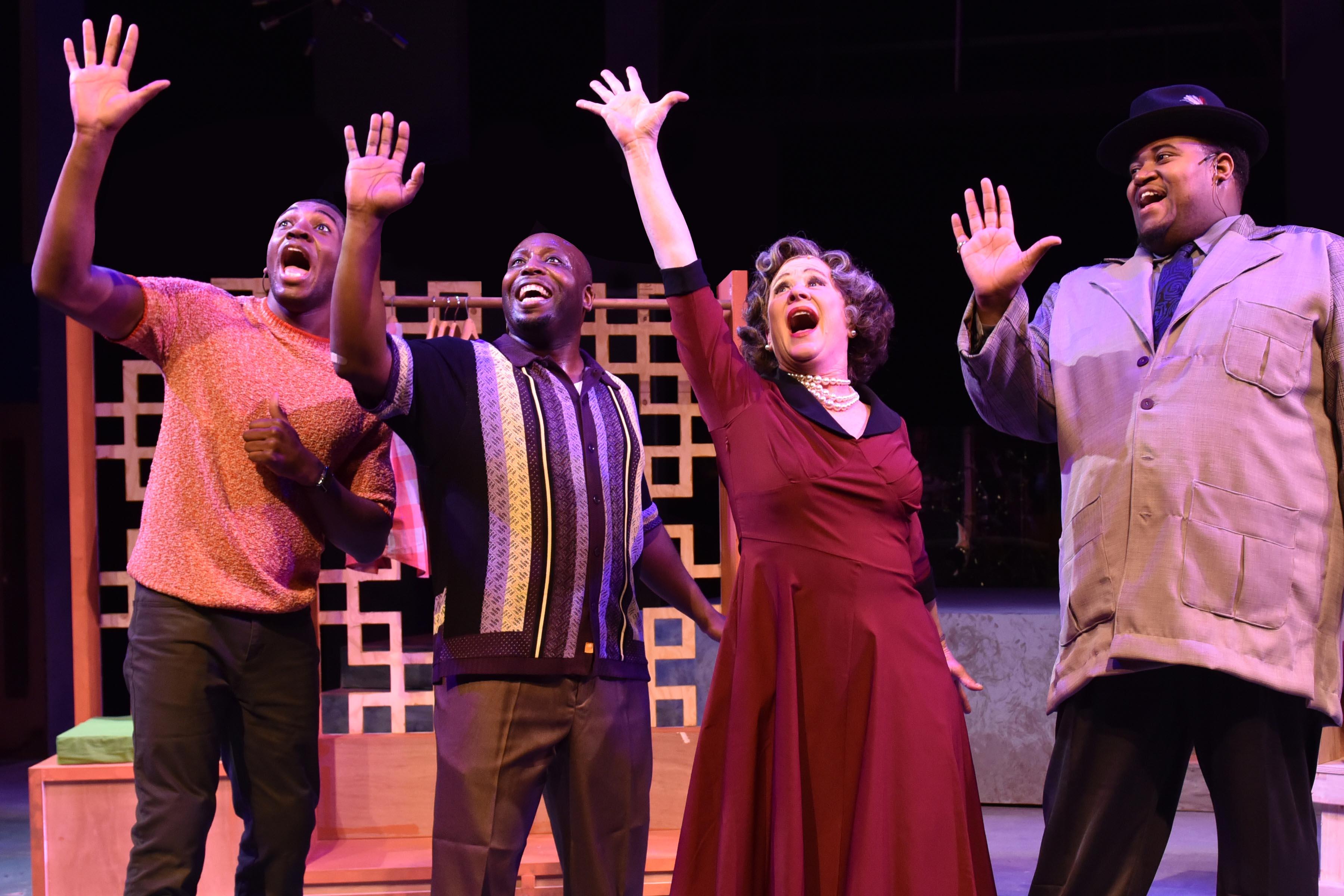 From left: Gilbert Domally, James Earl Jones II, Nancy Wagner and Lorenzo Rush, Jr. in “Memphis” from Porchlight Music Theatre. (Photo by Michael Courier)
