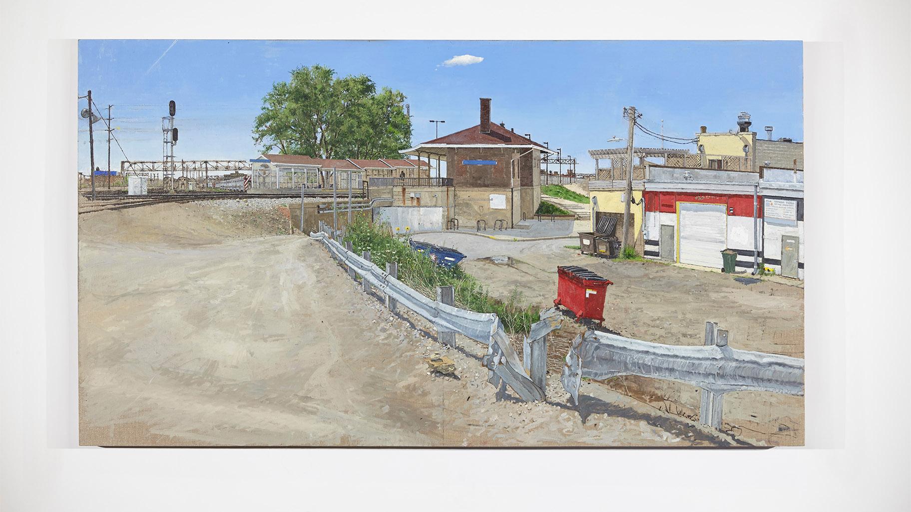 A painting of a Metra station by Andy Paczos. (Photo by Dimitre Photography, Chicago)