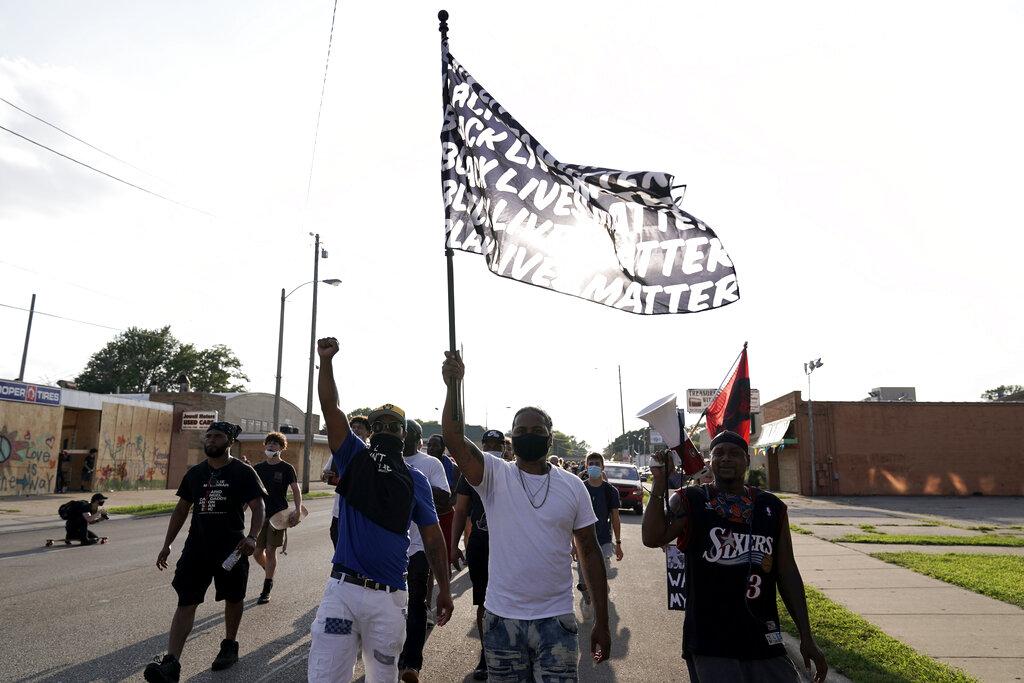 Protesters prepare to march against the police shooting of Jacob Blake, Thursday, Aug. 27, 2020, in Kenosha, Wis. (AP Photo / Morry Gash)