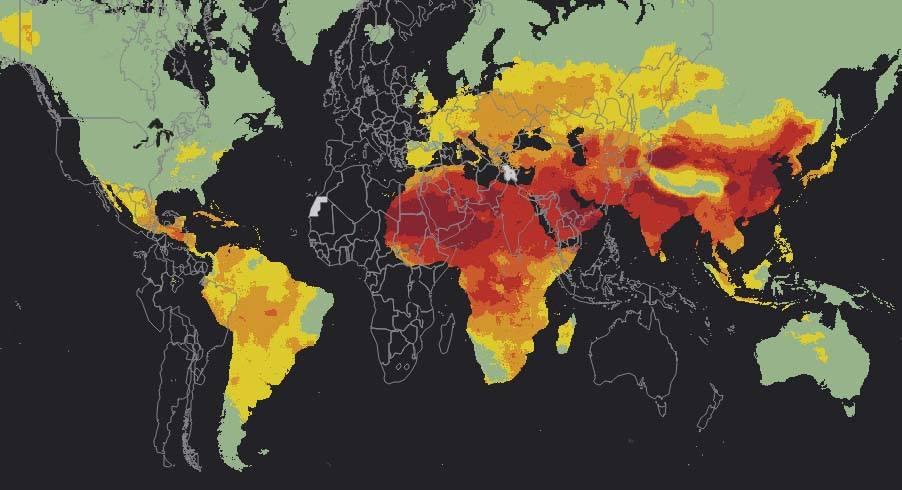 A map from the Global Alliance on Health and Pollution indicates 92 percent of the world's population is at risk of air pollution. (Global Alliance on Health and Pollution)