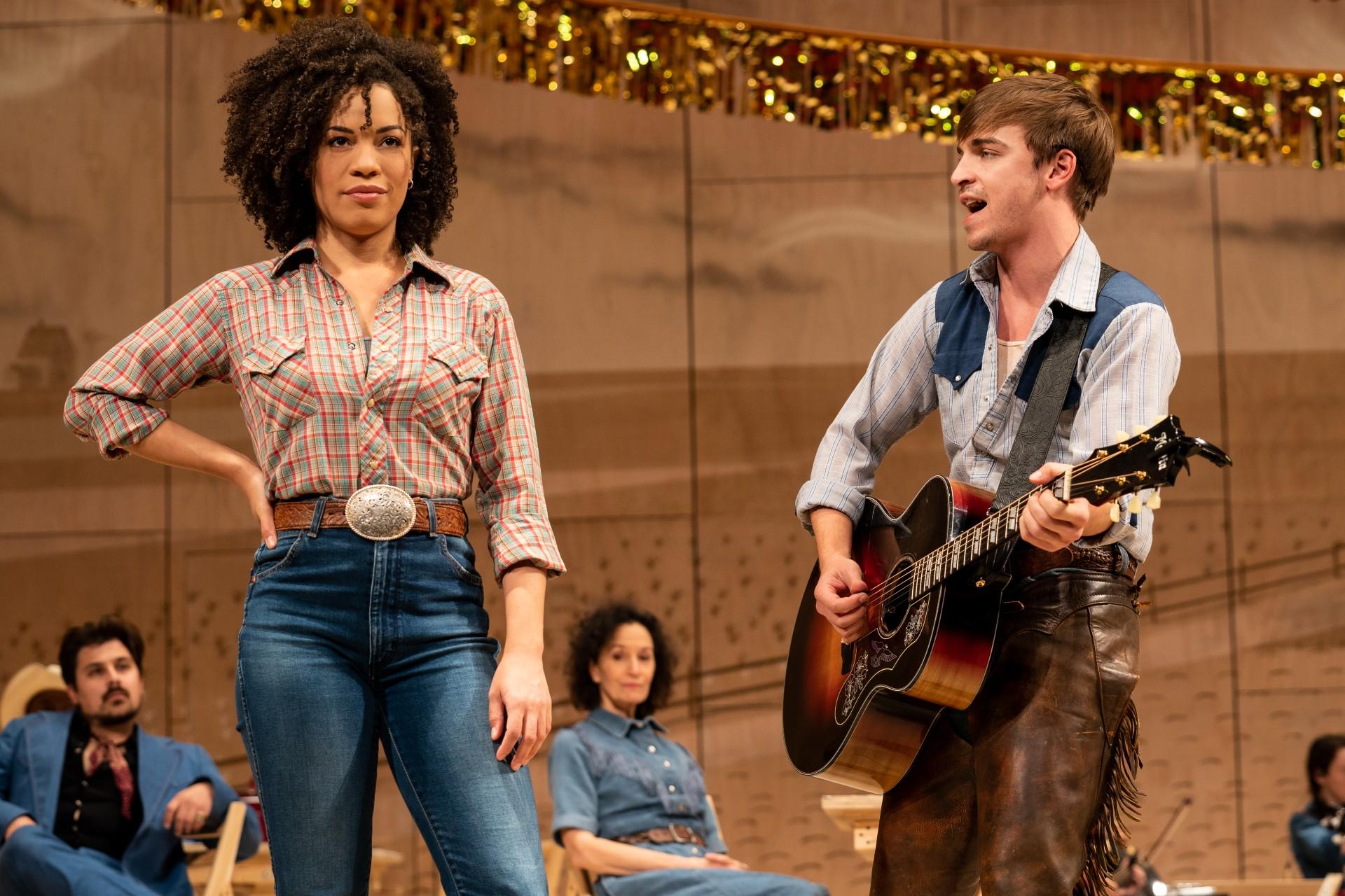 Sasha Hutchings, Sean Grandillo and the company of the national tour of Rodgers & Hammerstein’s “OKLAHOMA!” (Matthew Murphy and Evan Zimmerman for MurphyMade)