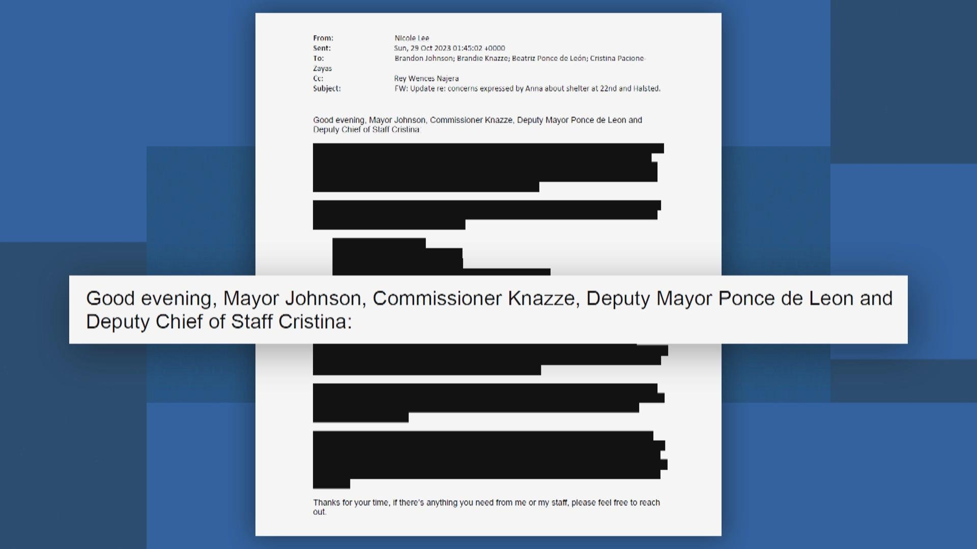 The city of Chicago returned heavily redacted emails to a WTTW News request. (WTTW News)