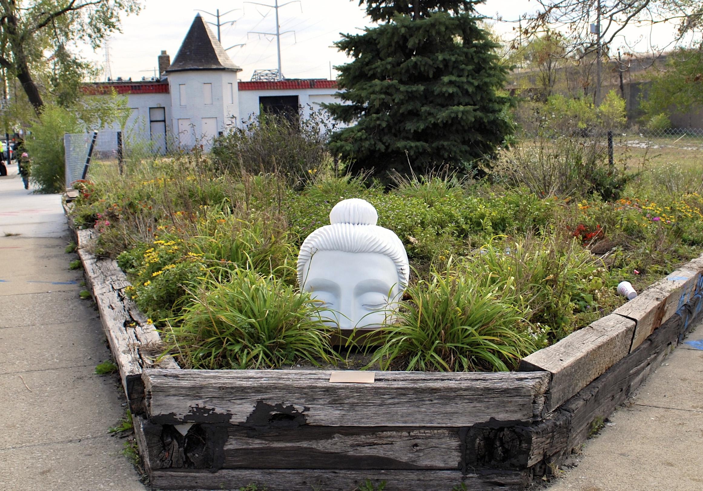 A Buddha sculpture in South Chicago