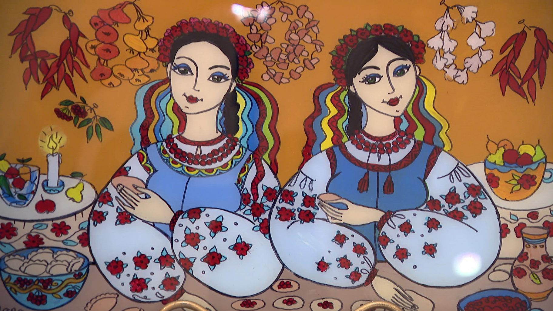 Many images are painted directly onto glass. It’s a customary form of Ukrainian folk painting that celebrates cultural heritage – and religious icons. (WTTW News)