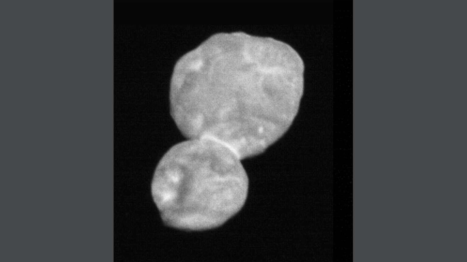 This image taken by the Long-Range Reconnaissance Imager (LORRI) is the most detailed of Ultima Thule returned so far by the New Horizons spacecraft. (Credit: NASA/Johns Hopkins University Applied Physics Laboratory/Southwest Research Institute)