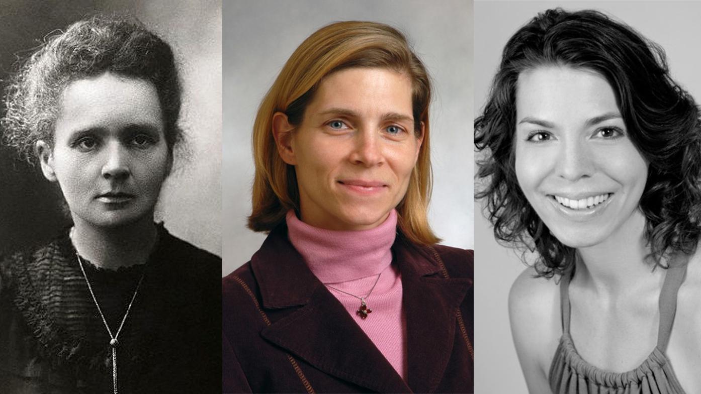 From left: Marie Curie, Christina Ciecierski and Julie Des Jardins (Courtesy Northeastern Illinois University)
