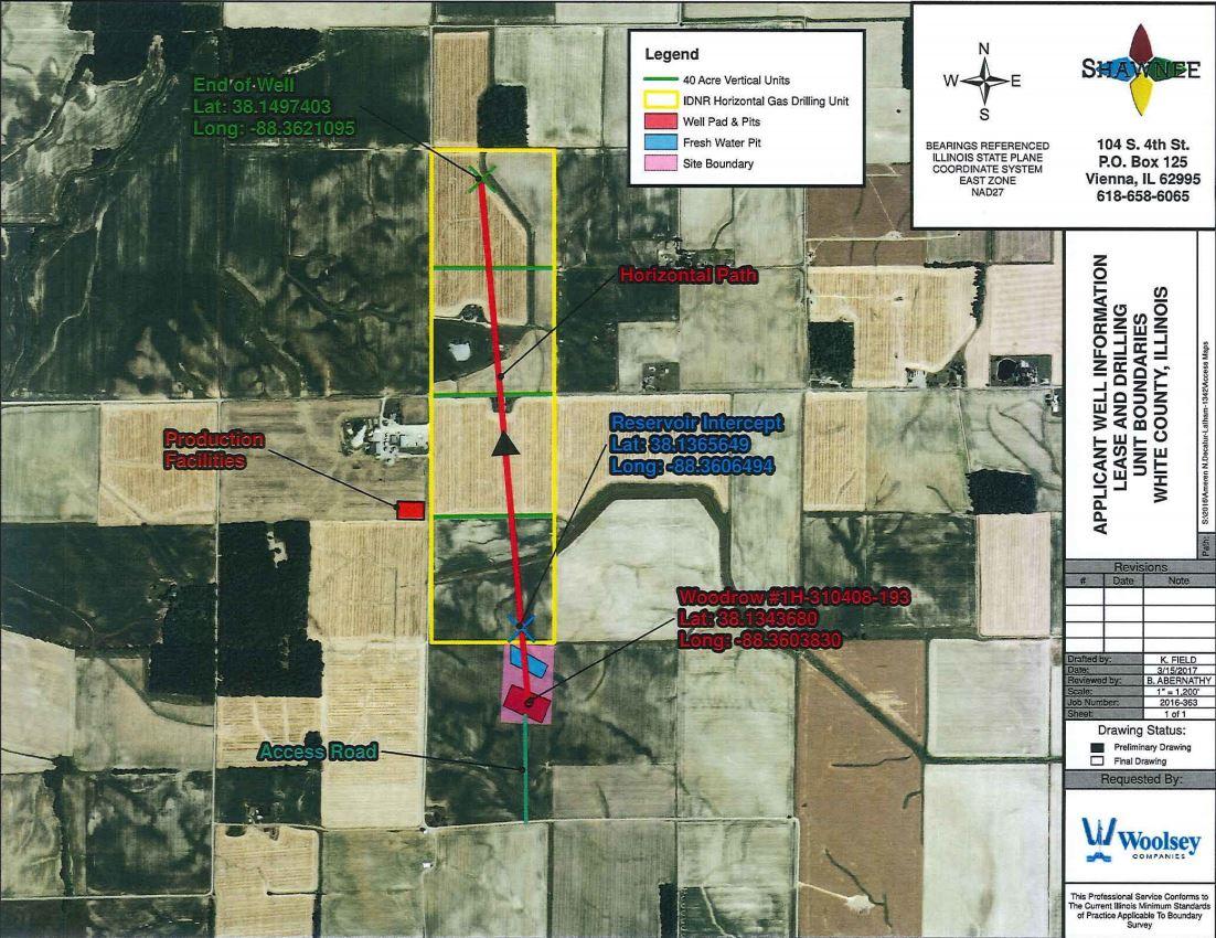 A map shows the location of Woolsey's well in White County. (IDNR)