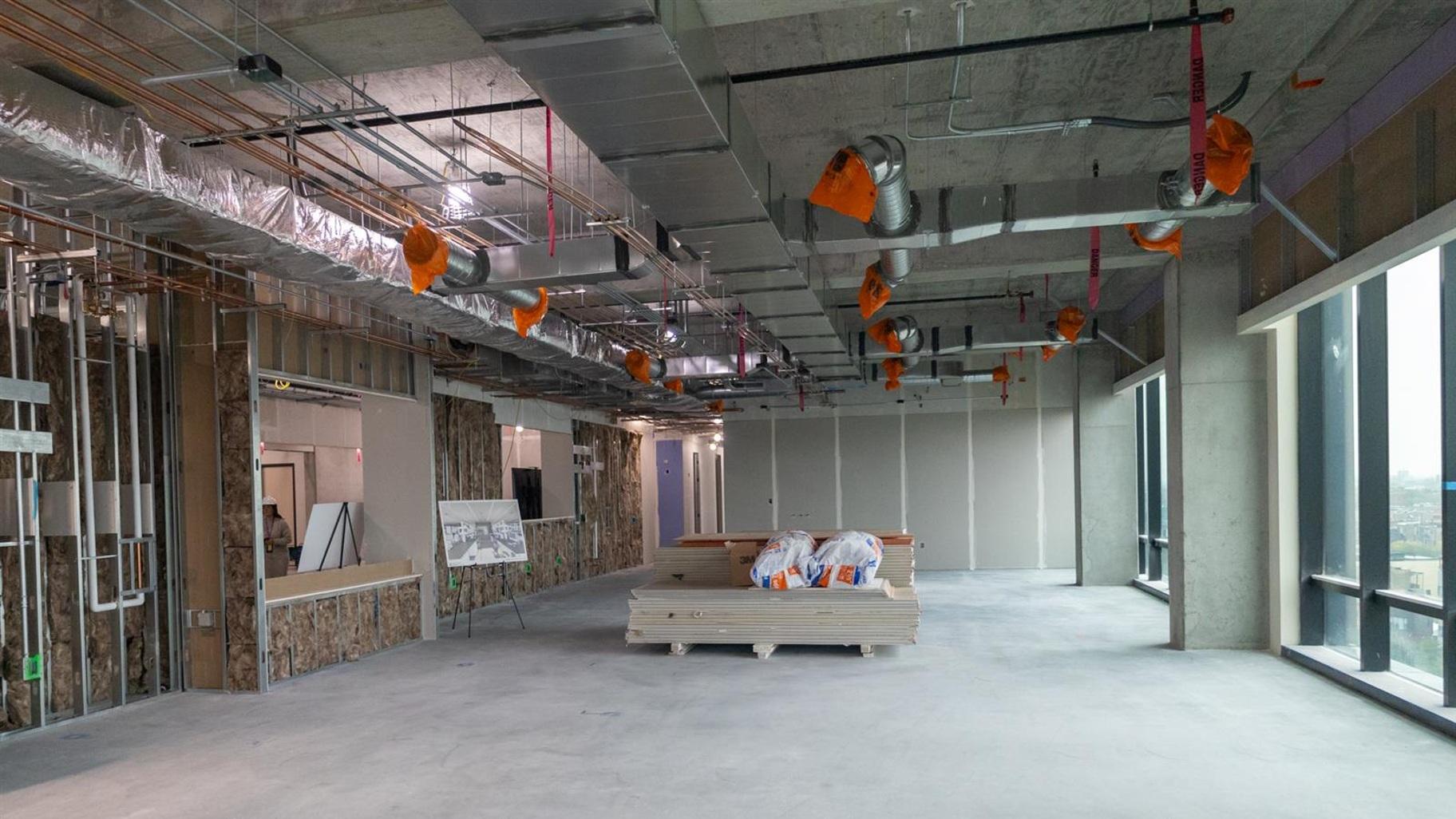 The under-construction lab space at the Chan Zuckerberg Biohub is pictured in Chicago. (Andrew Adams / Capitol News Illinois)