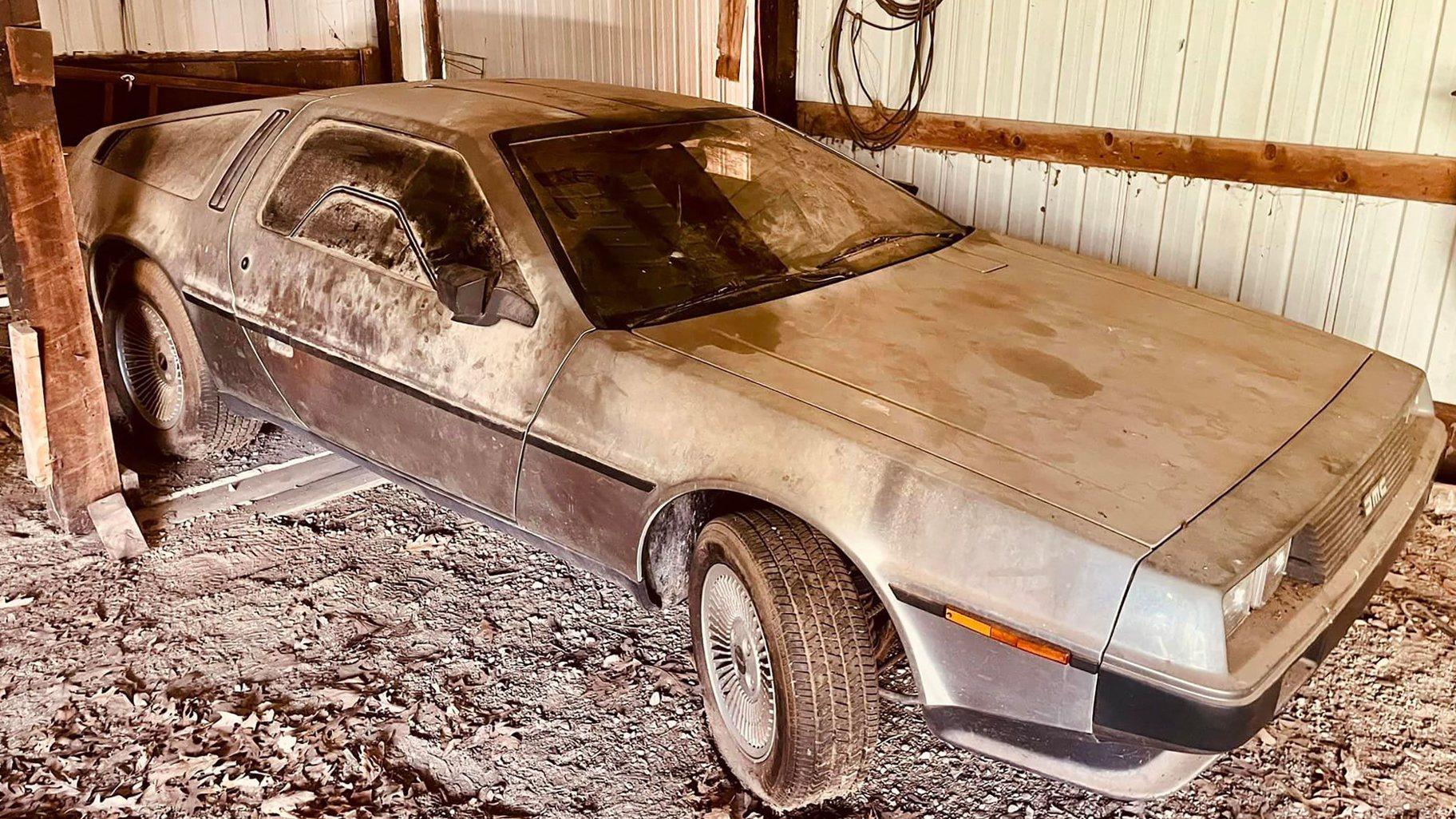 A 1981 DeLorean with only 977 miles on its odometer was found in a barn in Wisconsin. (Mike McElhattan)