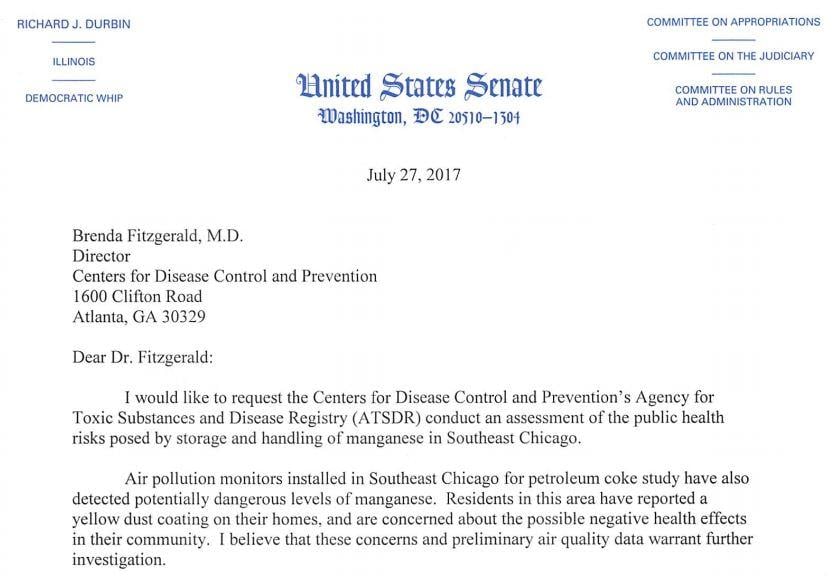 Document: Durbin's letter to the Centers for Disease Control and Prevention (Senate.gov)