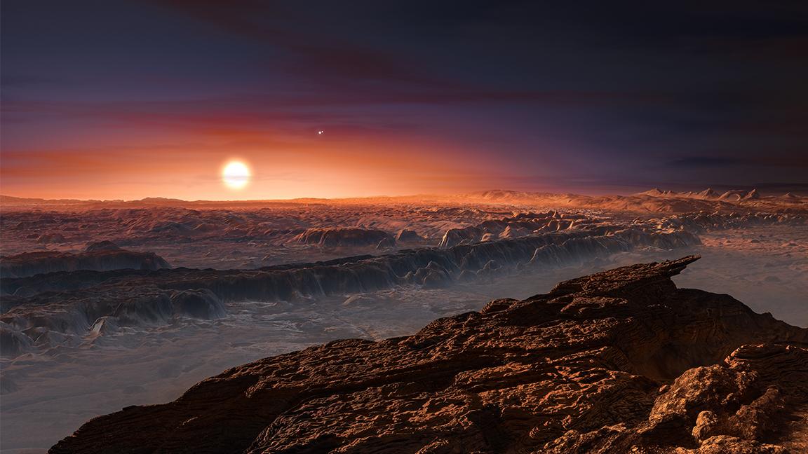 An artist’s impression of what the surface of the planet Proxima b might look like. (M. Kornmesser / European Southern Observatory)