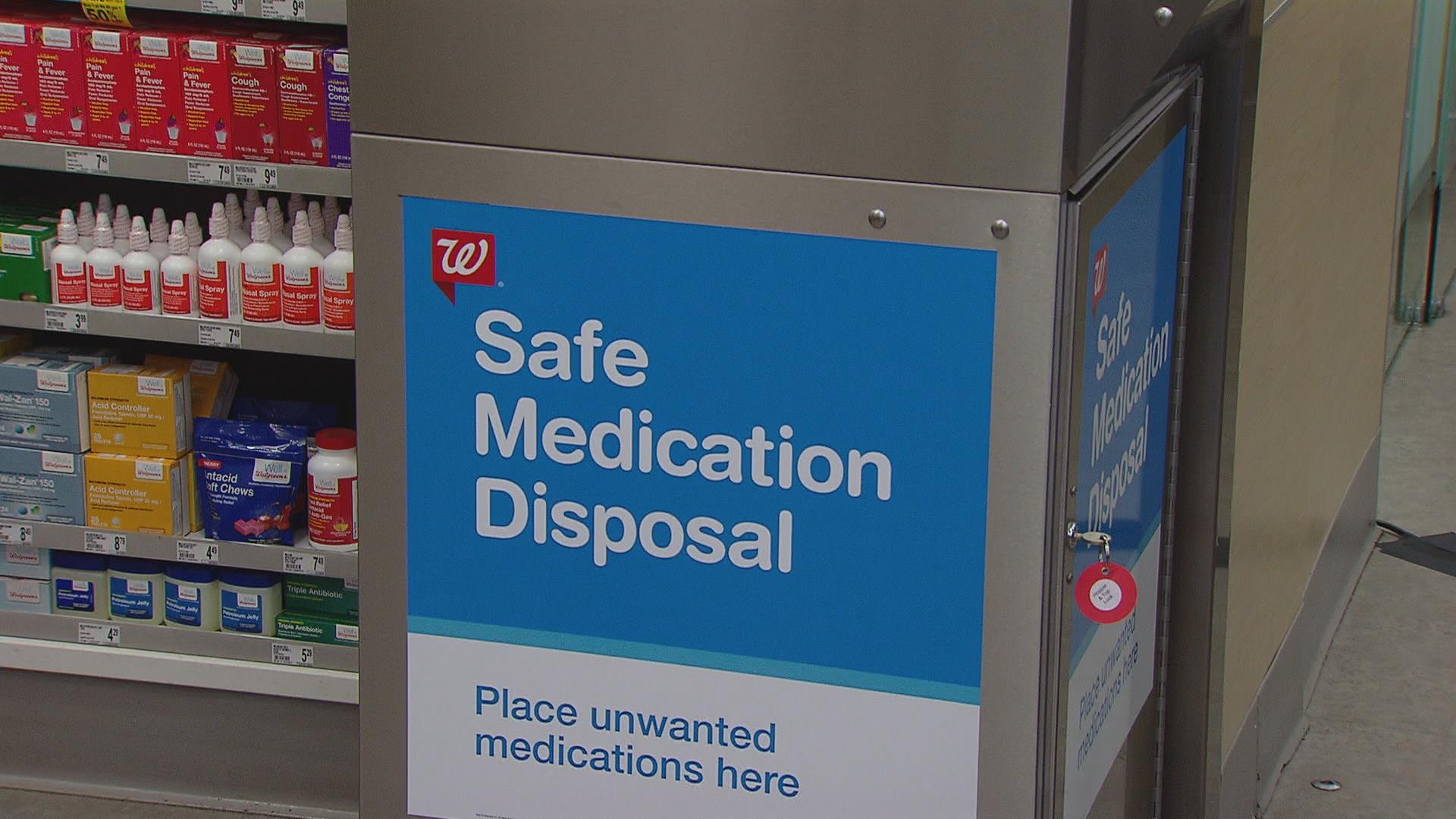 A Walgreens kiosk offer safe disposal of prescription and over-the-counter drugs.