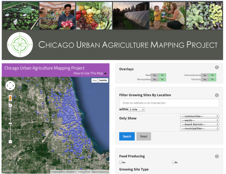 The Chicago Urban Agriculture Mapping Project inventories agriculture and community gardens in Chicago. (Advocates for Urban Agriculture)