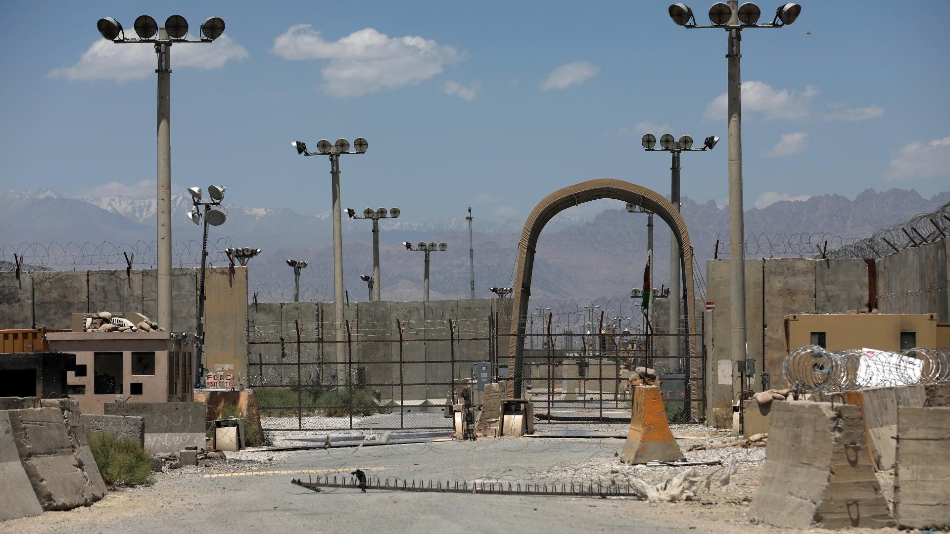 A gate is seen at the Bagram Air Base in Afghanistan, Friday, June 25, 2021. (AP Photo / Rahmat Gul)