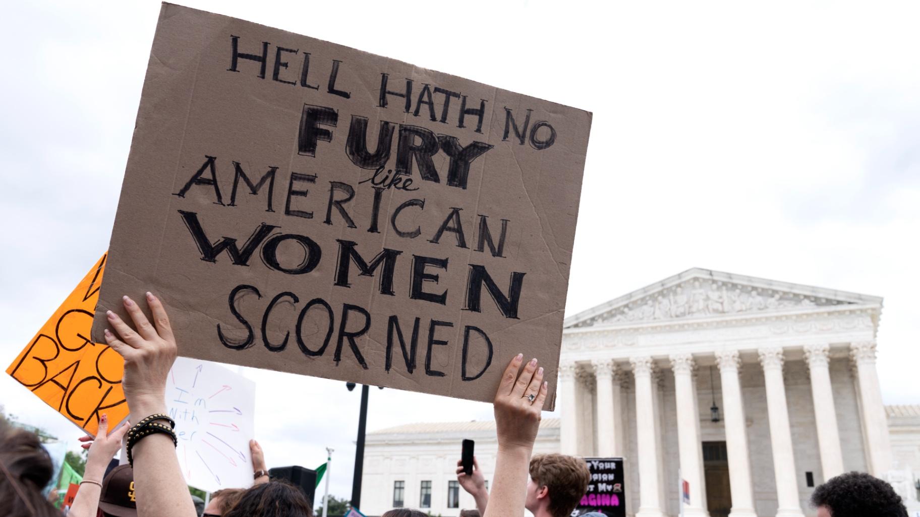 People protest following the Supreme Court’s decision to overturn Roe v. Wade in Washington, June 24, 2022. (AP Photo/Jacquelyn Martin, File)