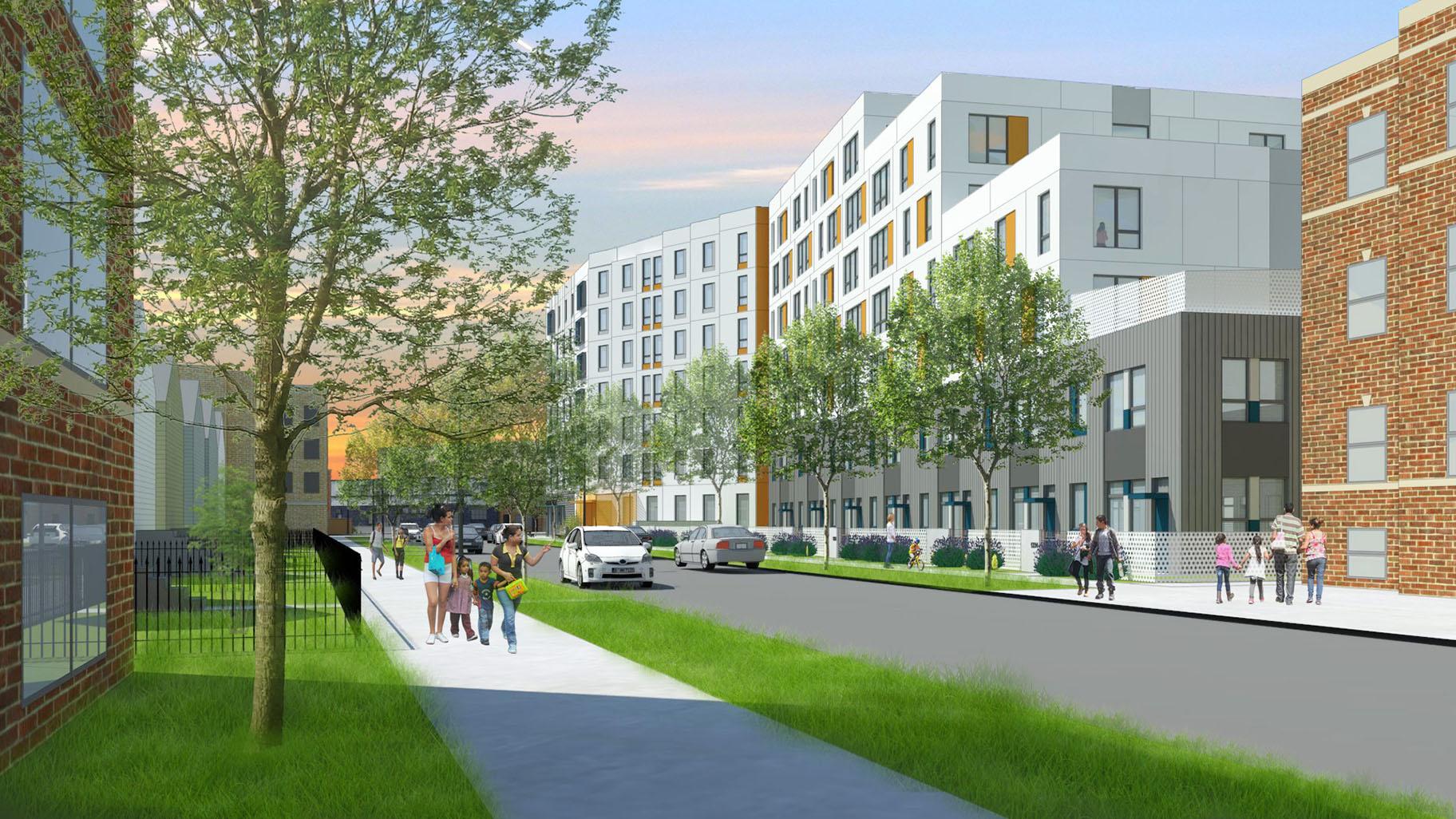 A rendering of the Emmett Street Project slated for Chicago’s Logan Square neighborhood. (Bickerdike Redevelopment Corporation)