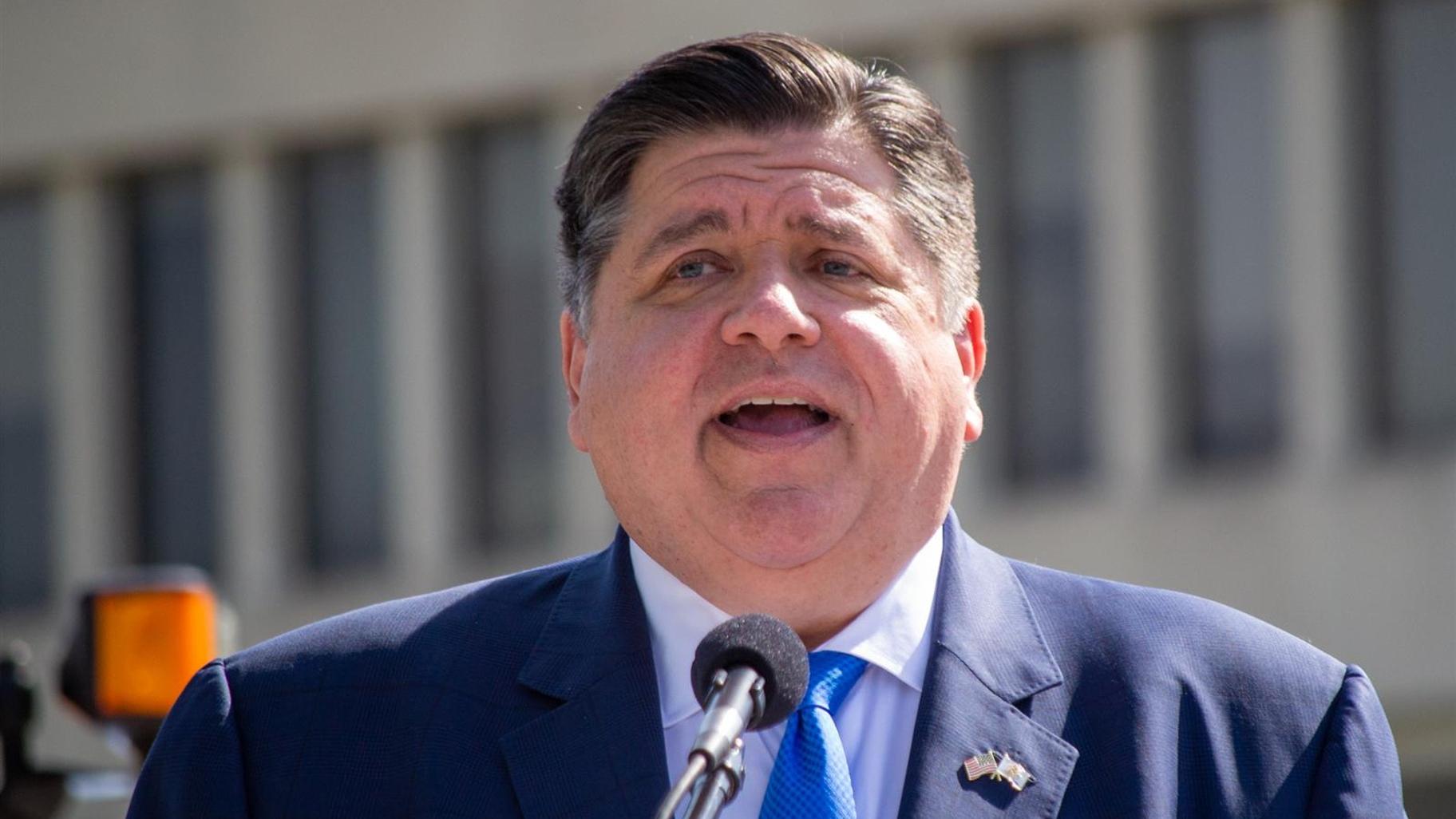 Gov. J.B. Pritzker speaks at a news conference in Springfield Friday. (Jerry Nowicki / Capitol News Illinois)
