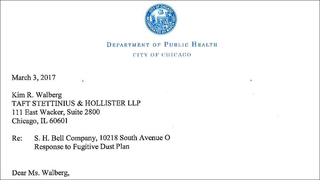 Document: March 3 letter from Chicago Department of Public Health to S.H. Bell