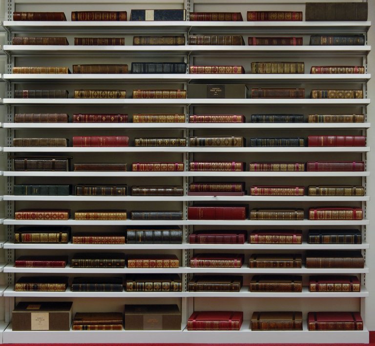 A view of the 78 of the 82 copies of the First Folio, which make up the heart of the Folger's Shakespeare collection. (Courtesy of Folger Shakespearean Library)