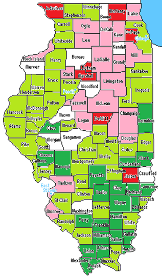 Here’s a map illustrating how the cost shift proposal would impact counties. Those colored green would see more school funding under this plan, and those colored red would lose money. Click for a larger image.
